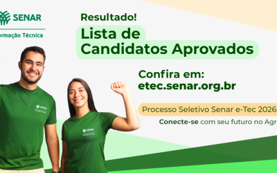 Senar divulga lista de candidatos aprovados na Formação Técnica e-Tec 2026.1